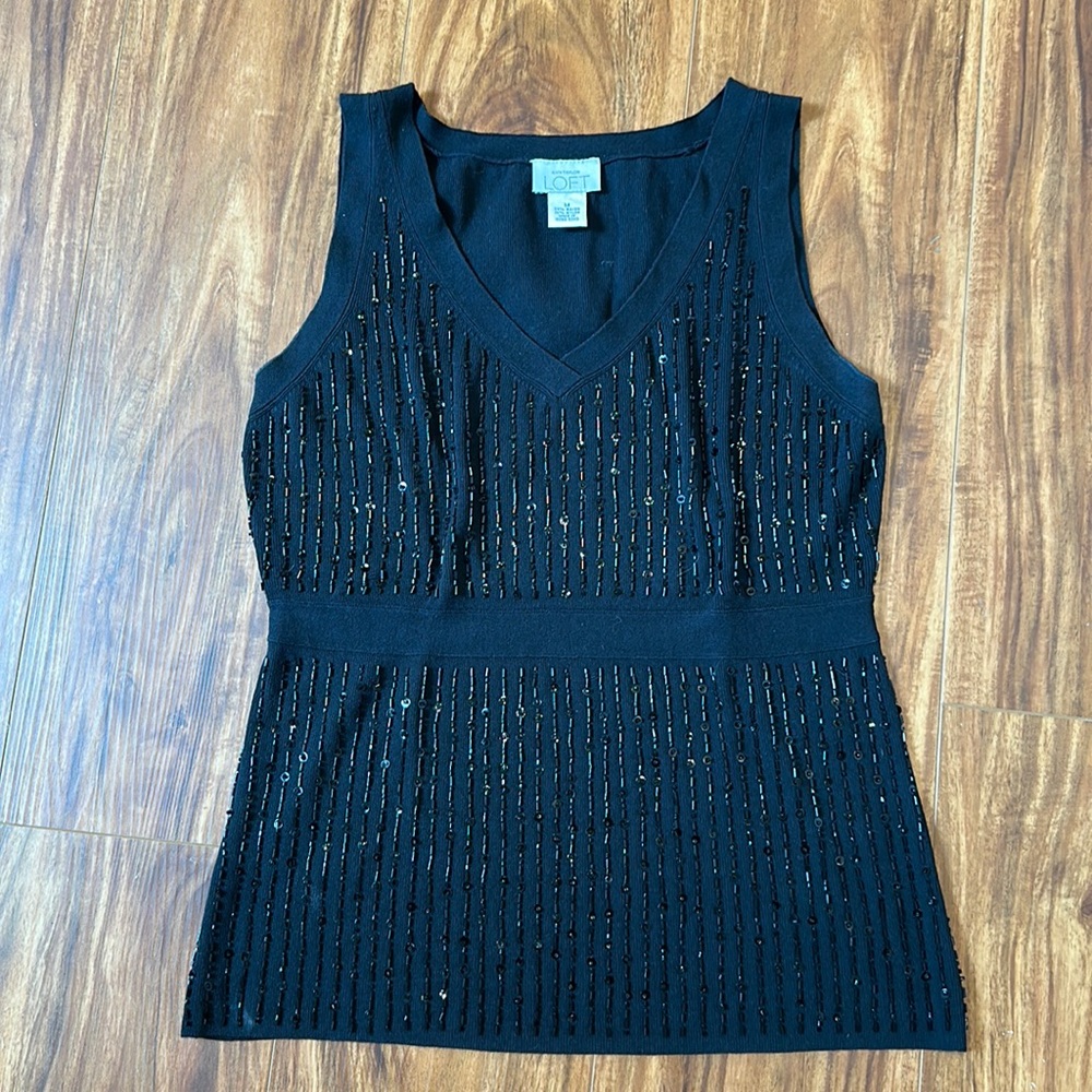 Loft V-Neck Beaded Tank